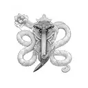 sword with flowers or snake wrapped around it  tattoo design idea