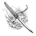 sword with flowers or snake wrapped around it  tattoo design idea