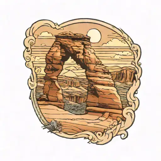Utah Delicate Arch, Sunset in the background tattoo design idea