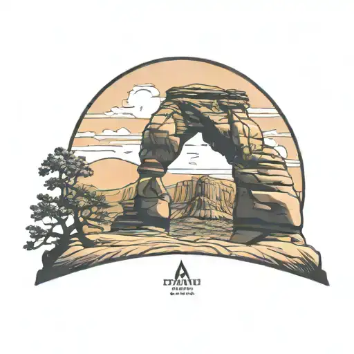 Utah Delicate Arch, Sunset in the background. Utah Desert, Red rock.  tattoo design idea