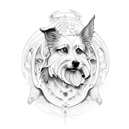 drawing in the style of tarot cards, animals dogs and cats, individual sketches, for tattoos, white background, high det tattoo design idea