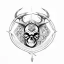 skull, Viking, runes, forest, deer tattoo design idea