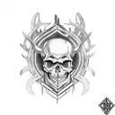 skull, Viking, runes, forest, deer tattoo design idea