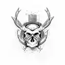 skull, Viking, runes, forest, deer tattoo design idea