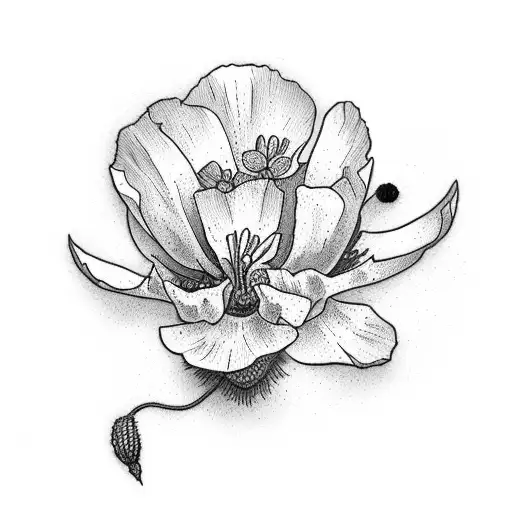 bluebonnet flower with California poppy tattoo design idea