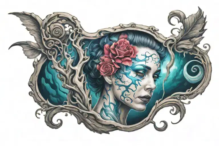 trauma heal looking back tattoo design idea
