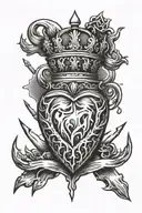 sacred heart with three nails and a crown   tattoo design idea