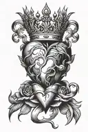 sacred heart with three nails and a crown   tattoo design idea