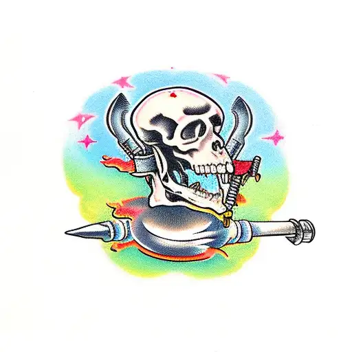 grim reaper with rocket launcher tattoo design idea