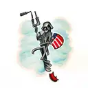 grim reaper with rocket launcher tattoo design idea