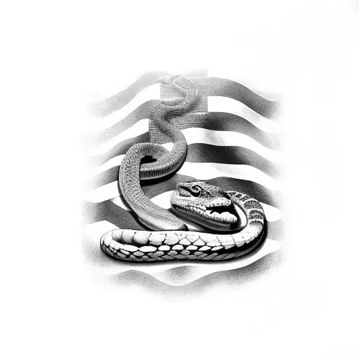 american stripes with rattle snake  tattoo design idea