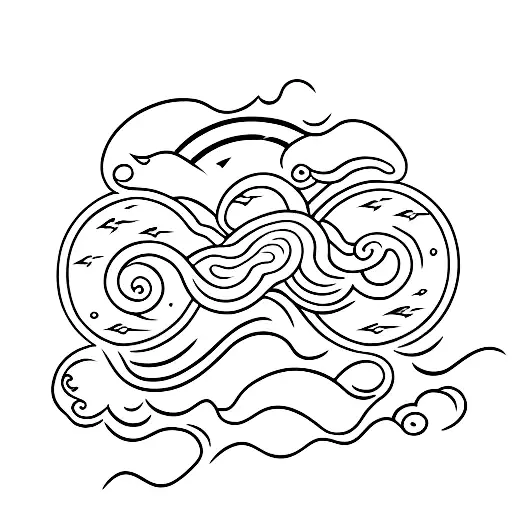 lightning bolt with water waves in it like japanese tattoo design idea