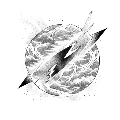 lightning bolt with water waves in it like japanese tattoo design idea