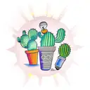 A traditional style tattoo of a cactus surrounded by glowing light bulbs tattoo design idea