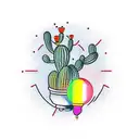 A traditional style tattoo of a cactus surrounded by glowing light bulbs tattoo design idea
