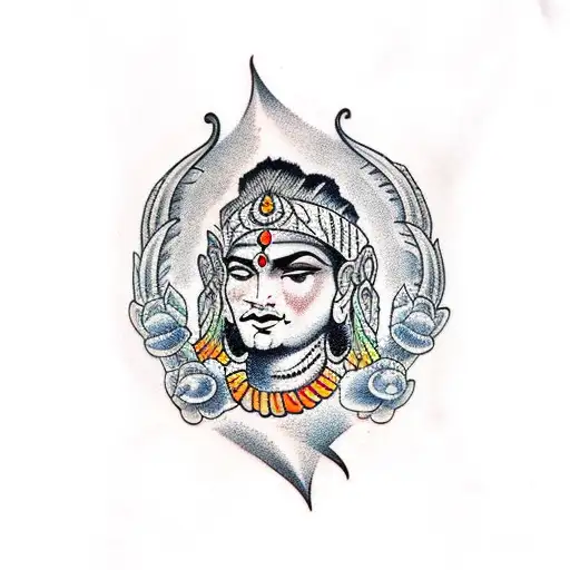 full forearm tattoo with indian gods tattoo design idea