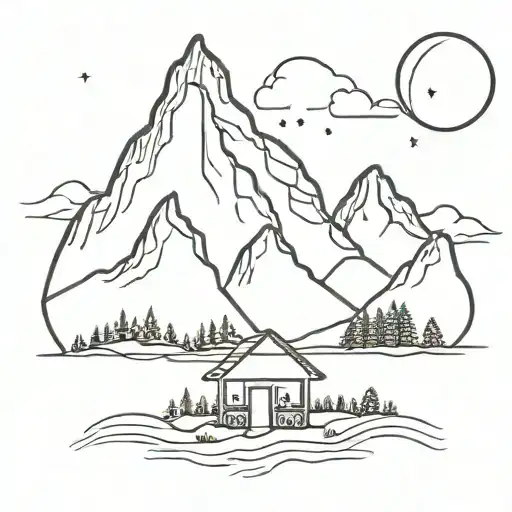 Lindsey's 40th birthday, moutains, hippie vibe  tattoo design idea