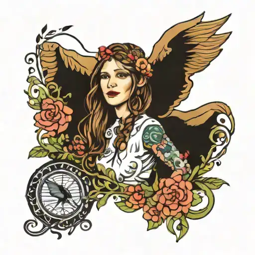 Lindsey's 40th birthday, moutains, hippie vibe  tattoo design idea