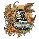 Lindsey's 40th birthday, moutains, hippie vibe  tattoo design idea