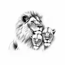 lions family two parents with two baby boys  tattoo design idea