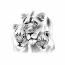 lions family two parents with two baby boys  tattoo design idea