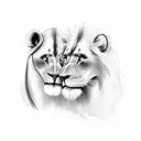 lions family two parents with two baby boys  tattoo design idea