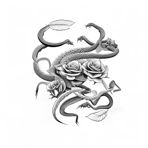 snake with roses and scorpions tattoo design idea