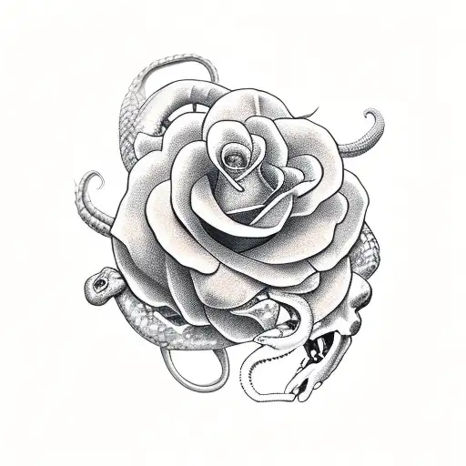 snake with roses and scorpions tattoo design idea