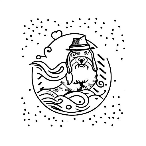 a yorkshire playing in the sea tattoo design idea