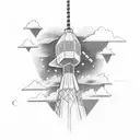 radio tower with Lightnings on the top tattoo design idea