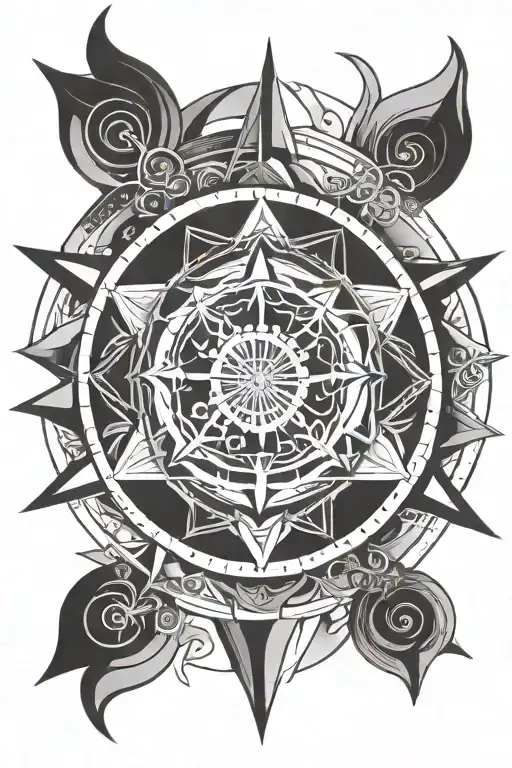 dharma wheel blastover geometric design incorporating tattoo design idea