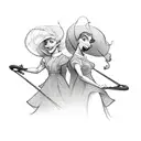 two sisters with their backs turned on a disney style swing tattoo design idea