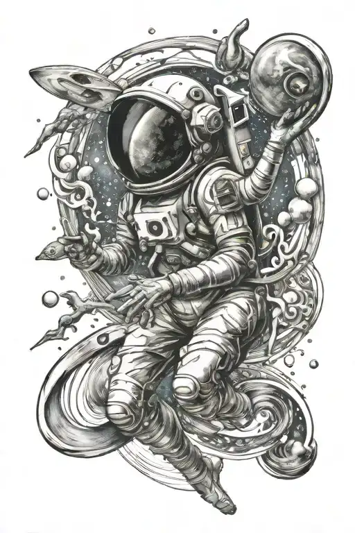space, Aquarius sign tattoo design idea