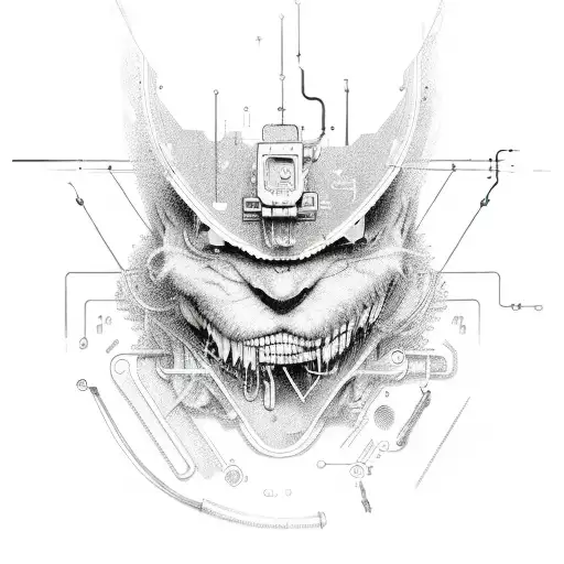 tech circuitry mixed with outdoors tattoo design idea