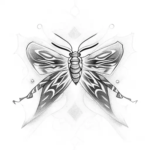 moth with flame in center tattoo design idea
