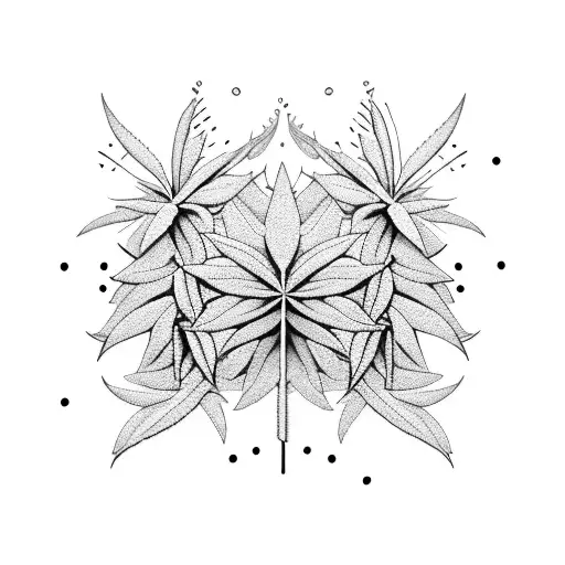 A dotwork design of a music equalizer with cannabis plants growing from it tattoo design idea