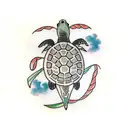 turtle flying with parachute tattoo design idea