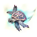 turtle flying with parachute tattoo design idea