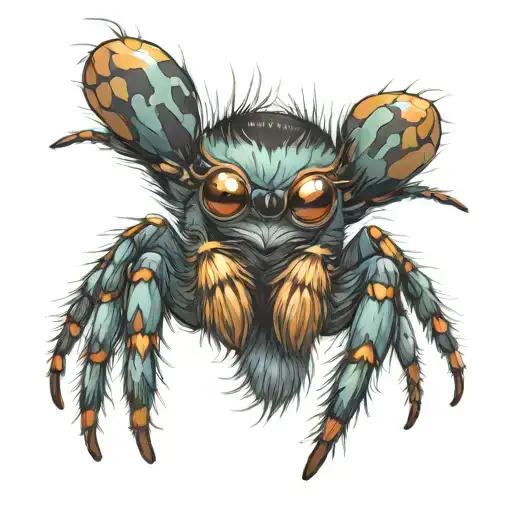 cute cartoon jumping spider tattoo design idea