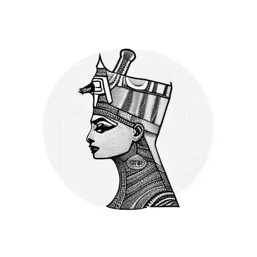 Nefertiti with flowers tattoo design idea