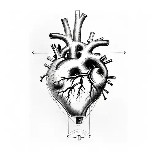 Watercolor anatomical heart tattoo design idea