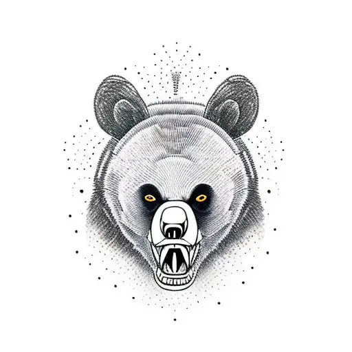 An angry black bear walking in the forests of Canada tattoo design idea