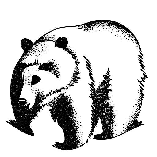 An angry black bear walking in the forests of Canada tattoo design idea