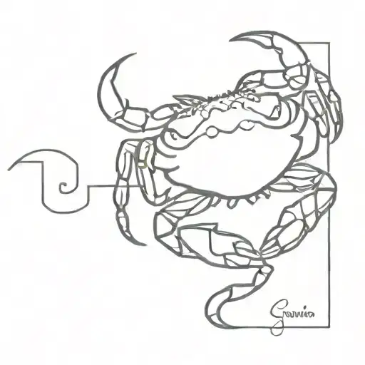 water, crab and cancer zodiac sign tattoo design idea