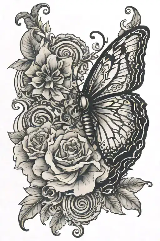 medusa flower butterfly snake semicolon butterfly tattoo design idea