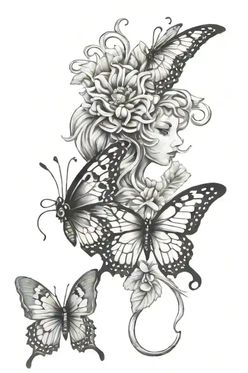 medusa flower butterfly  butterfly  tattoo design idea