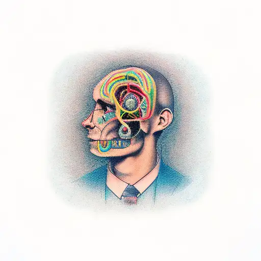 man's head with adhd tattoo design idea