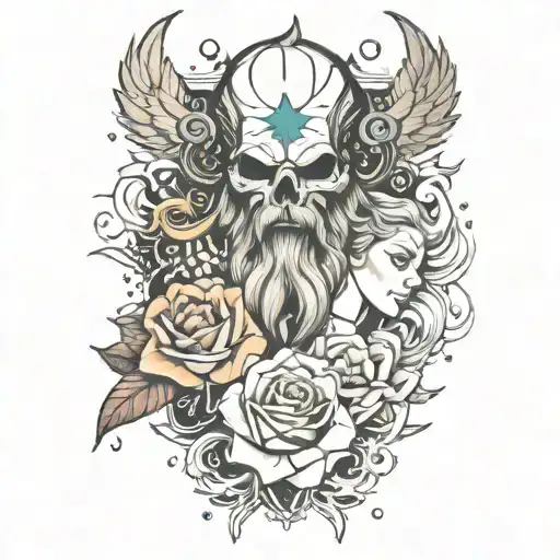 zeus and rose tattoo design idea