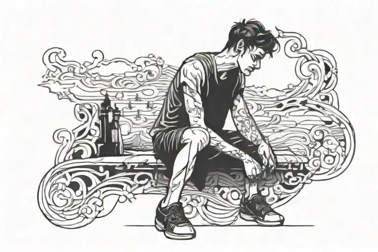  lonely man tattoo design idea