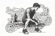  lonely man tattoo design idea